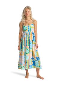 Sommerkleid Billabong "Island Life Midi", Damen, Gr. L, US-Gr&ouml;&szlig;en, blau multi, Obermaterial: 85% Walkfrottier, 15% Leinen;, Kleider Sommerkleid