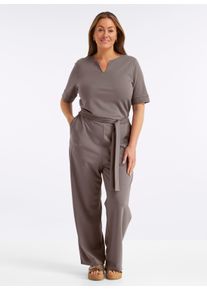 sheego Gro&szlig;e Gr&ouml;&szlig;en Jumpsuit mit Bindeg&uuml;rtel, dunkeltaupe, Gr&ouml;&szlig;e 46 - Damen