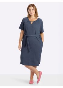 sheego Gro&szlig;e Gr&ouml;&szlig;en Stretchkleid mit Bindeg&uuml;rtel, rauchblau, Gr&ouml;&szlig;e 50 - Damen