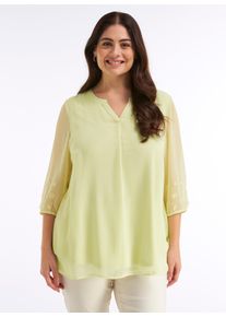 sheego Gro&szlig;e Gr&ouml;&szlig;en Tunika mit Bl&uuml;ten-Applikationen am &Auml;rmel, pistazie, Gr&ouml;&szlig;e 44 - Damen