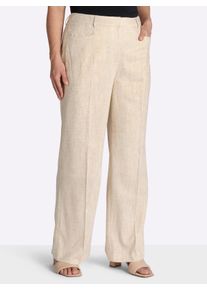 sheego Gro&szlig;e Gr&ouml;&szlig;en Leinenhose mit Lurexfaden, champagner-goldfarben, Gr&ouml;&szlig;e 46 - Damen
