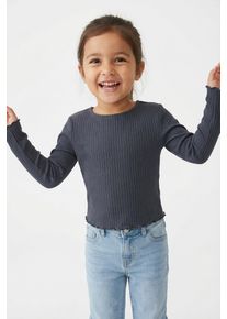 Langarmshirt KIDS Only "KOGNELLA L/S O-NECK TOP JRS NOOS", M&auml;dchen, Gr. 146/152, blau (ombre blau), Jersey, Obermaterial: 65% Polyester, 30% Viskose, 5% Elasthan, unifarben, regular fit normal, Rundhals, gewellter Abschluss, Shirts Langarmshirt, Materialmix
