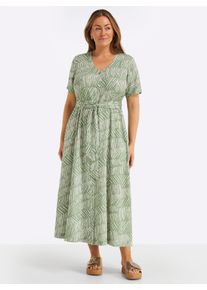 sheego Gro&szlig;e Gr&ouml;&szlig;en Maxikleid mit Bindeg&uuml;rtel und Knopfleiste, eucalyptus-ecru-bedruckt, Gr&ouml;&szlig;e 54 - Damen