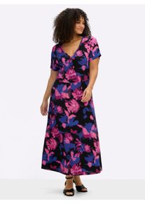 sheego by Joe Browns sheego Gro&szlig;e Gr&ouml;&szlig;en Jerseykleid mit leuchtendem Blumenmuster, schwarz-pink-gemustert, Gr&ouml;&szlig;e 46 - Damen