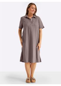 sheego Gro&szlig;e Gr&ouml;&szlig;en A-Linien-Kleid im Leinen-Mix, dunkeltaupe, Gr&ouml;&szlig;e 58 - Damen