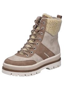 Winterstiefelette Rieker, Damen, Gr. 38, hellbeige, natur, Nubuklederimitat, Textil, Schuhe Winterstiefelette, Plateauboots, Winterboots, Schn&uuml;rboots mit Innenrei&szlig;verschluss