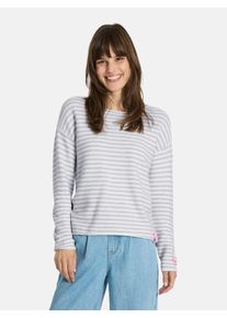 LIEBLINGSST&Uuml;CK Strickpullover LIEBLINGSST&Uuml;CK "Kyna", Damen, Gr. 48, wei&szlig; (sanftes wei&szlig;), Strick, Obermaterial: 100% Baumwolle, gemustert, gestreift, mehrfarbig, normal, Rundhals, Pullover Strickpullover, mit Streifen