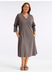sheego Gro&szlig;e Gr&ouml;&szlig;en Jerseykleid mit Teilungsn&auml;hten, dunkeltaupe, Gr&ouml;&szlig;e 48 - Damen