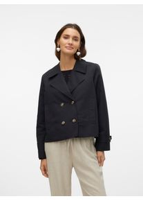 V&eacute;ro Moda Kurzjacke VERO MODA "VMCHLOEMIA SHORT TRENCHCOAT GA NOOS", Damen, Gr. XS, schwarz, Web, Obermaterial: 100% Polyester, unifarben, kurz, V-Ausschnitt, Jacken Kurzjacke