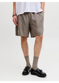 Jack & Jones Shorts JACK & JONES "JPSTBILL LAWRENCE LINEN SHORTS SRT LN", Damen, Gr. S, N-Gr, morel, Web, Obermaterial: 100% Leinen, unifarben, weit knielang, Hosen Shorts