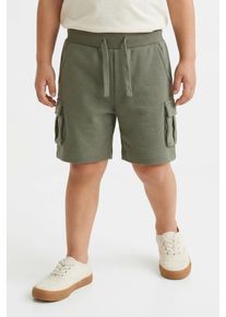 Sweatshorts name it "NMMOLI SWEAT SHORTS UNB NOOS", Jungen, Gr. 116, N-Gr, dusty olive, Sweatware, Obermaterial: 60% Baumwolle, 40% Polyester, unifarben, normal kurz, Hosen Sweatshorts, Baumwollmischung, verstellbarer und elastischer Bund, Cargotaschen
