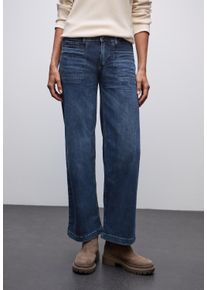 Weite Jeans Street One, Damen, Gr. 33, L&auml;nge 30, indigo washed, Denim/Jeans, Obermaterial: 76% Baumwolle, 18% Lyocell, 4% Elastomultiester, 2% Elasthan, unifarben, relaxed fit lang, Jeans Weite Jeans, im Five-Pocket Style