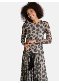 LIEBLINGSST&Uuml;CK Langarmshirt LIEBLINGSST&Uuml;CK "EasterL", Damen, Gr. 38, beige, Web, Obermaterial: 95% Polyester, 5% Elasthan, gemustert, mehrfarbig, normal, Rundhals, abgesteppte Kante, Shirts Langarmshirt, im Mesh-Design