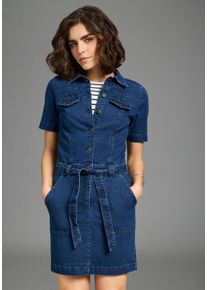 Jeanskleid Arizona, Damen, Gr. 44, N-Gr, dunkelblau used, Denim/Jeans, Obermaterial: 82% Baumwolle, 17% Polyester, 1% Elasthan, unifarben, regular fit kniefrei, Kleider Jeanskleid, kniefrei, aus elastischer Baumwollmischung, mit aufgesetzten Taschen