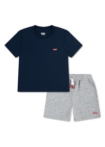 T-Shirt & Sweatbermudas LEVI'S KIDS "LVB BATWING TEE & KNIT SHORT", Jungen, Gr. 8 (128), marineblaus, Jersey, Obermaterial: 60% Baumwolle, 40% Polyester, unifarben, KOB Set-Artikel T-Shirt & Sweatbermudas, mit kleinem Logo-Batwing-Print