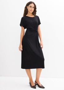 bonprix Jerseykleid aus Viskose-Mix, schwarz, Gr.44/46 (L), Elegantes Kleid mit Twist, aus Viskose