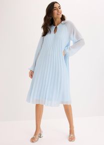 bonprix Minikleid aus feinem Chiffon mit Plisse&eacute;, blau, Gr.52, Modern und feminin: Minikleid aus feinem Chiffon mit Plisse&eacute; und Ballon-&Auml;rmeln