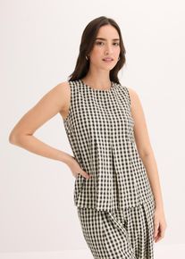 bonprix Kariertes Blusentop, gelb, Gr.50, schickes Blusentop, 64% Polyester