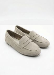 bonprix Loafer aus Veloursleder, beige, Gr.41, Zeitloser Loafer aus Leder, aus Veloursleder