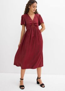 bonprix Midikleid aus schimmerndem Satin, rot, Gr.44, feminines Midikleid aus schimmerndem Satin mit dekorativem Cut-Out-Detail vorne in der Taille, aus Satin,Viskose
