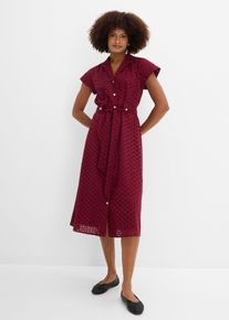 bonprix Hemdblusenkleid aus Lochspitze, rot, Gr.42, Schickes Hemdblusenkleid, 100% Baumwolle (organic)
