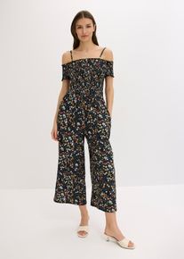 bonprix Jerseycrepe-Jumpsuit, schwarz, Gr.48/50 (XL), Modernes Jumpsuit mit tollem Print