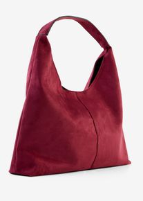 bonprix Shopper in Velourslederoptik, rot, Gr.31x45 cm, Modischer slouchy Shopper mit viel Stauraum, aus Vegan