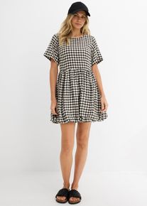 bonprix Kurzes Kleid mit Bubblehem, schwarz, Gr.36, Trendiges kurzes Kleid mit Bubblehem, kariert, aus Viskose