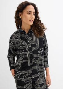 bonprix Bluse aus Viskose-Mix, wei&szlig;, Gr.42, Oversize-Bluse mit Knopfleiste aus flie&szlig;endem Viskose-Mix, aus Viskose