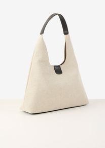 bonprix Beuteltasche mit Leinen, beige, Gr.26x40 cm, Premium Beuteltasche aus Leinenmix, f&uuml;r einen fr&uuml;hlingshaften Look., aus Leinen