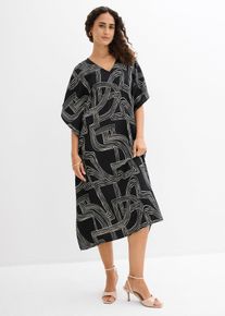 bonprix Kaftan-Kleid aus Viskose-Mix, schwarz, Gr.42, Kaftan-Kleid in Midil&auml;nge mit V-Ausschnitt, aus Viskose