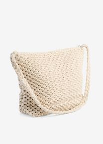 bonprix Umh&auml;ngetasche Makramee, beige, Gr.26x33 cm, Sch&ouml;ne, sommerliche Umh&auml;ngetasche in Makramee Optik, Baumwolle