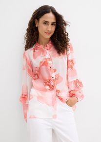 bonprix Chiffonbluse, wei&szlig;, Gr.48, modische Chiffonbluse mit weiten &Auml;rmeln und floralem Print
