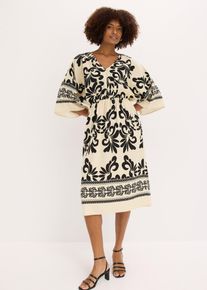bonprix Midikleid aus flie&szlig;endem Viskoe-Mix, beige, Gr.46, modisch bedrucktes Midikleid aus flie&szlig;endem Viskose-Mix mit weit geschnittenen &Auml;rmeln