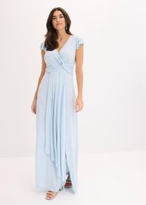 bonprix Maxikleid, blau, Gr.40/42 (M), Elegantes Jeryeskleid mit sch&ouml;nem Knotendetail in der Taille und Mini-Fl&uuml;gel&auml;rmel