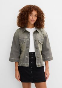 bonprix Jeansjacke 3/4-Arm, grau, Gr.38, Jeansjacke, 3/4-Arm mit aufgesetzten Taschen, 82% Baumwolle