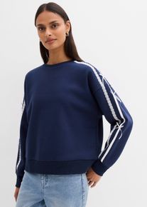 bonprix Oversize-Sweatshirt aus weichem Baumwoll-Mix, blau, Gr.36/38 (S), Oversize-Sweatshirt aus weichem Baumwoll-Mix mit Spitzendetail am &Auml;rmel, 60% Baumwolle