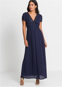 bonprix Maxikleid aus flie&szlig;ender Viskose, blau, Gr.38, Traumhaftes Sommerkleid mit geh&auml;kelter Spitze, aus Viskose