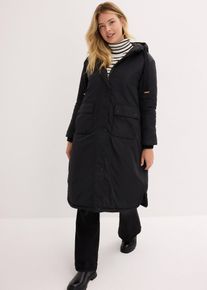 bonprix Long-Parka, schwarz, Gr.38, Modischer weiter Parker mit Tunnelzug