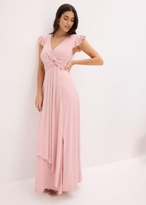 bonprix Maxikleid, rosa, Gr.52/54 (XXL), Elegantes Jeryeskleid mit sch&ouml;nem Knotendetail in der Taille und Mini-Fl&uuml;gel&auml;rmel