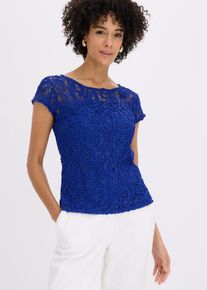 bonprix Spitzen-Blusenshirt, blau, Gr.54, Geschmackvolles Spitzenblusenshirt