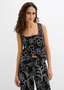 bonprix Blazerweste, schwarz, Gr.46, modische Blazerweste mit tiefem Rundhals-Ausschnitt und Knopfleiste vorne