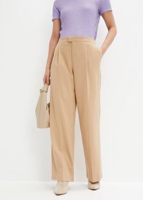 bonprix Bundfaltenhose mit Bequembund, beige, Gr.52, Stylische Bundfaltenhose aus recyceltem Polyester