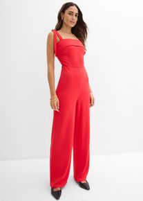 bonprix Jumpsuit mit Schleifen-Tr&auml;gern, rot, Gr.50, femininer Jumpsuit aus festem Jersey-Material mit Tr&auml;gern zum Binden auf der Schulter, aus Punto di Roma,Viskose