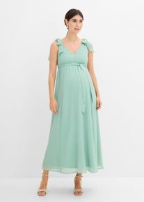 bonprix 2-in-1 Umstands- und Stillkleid mit verstellbaren Tr&auml;gern, gr&uuml;n, Gr.46, Festliches Chiffonkleid f&uuml;r die Schwangerschaft und danach