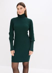 bonprix Strickkleid mit Rollkragen, gr&uuml;n, Gr.44/46 (L), Stylisches Strickkleid mit geshoppten &Auml;rmeln, aus Viskose