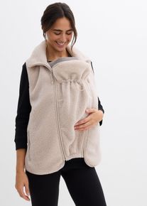 bonprix 3-in-1 weiche Umstands-und Trageweste aus Teddyfleece, grau, Gr.52/54 (XXL), Trageweste f&uuml;r die Schwangerschaft und danach