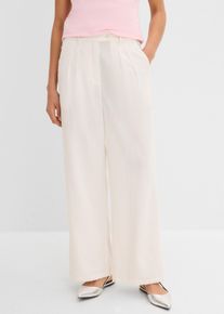 bonprix Hose mit dekorativem Knopf aus Viskose-Mix, wei&szlig;, Gr.40, Hose mit Bequembund und dekorativem Knopf, aus Viskose