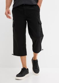 bonprix 3/4 Cargohose mit Dehnbund aus reiner Baumwolle, schwarz, Gr.62, L&auml;ssige 3/4-Cargo-Hose im Regular Fit mit Komfortbund und Seitentaschen, aus 100% Baumwolle
