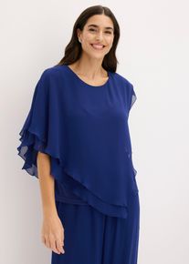 bonprix Bluse aus feinem Chiffon, blau, Gr.36, Bluse aus feinem Chiffon mit asymmetrischem Saum im mehrlagigem Look.
